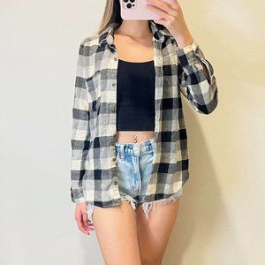 Hollister Black Plaid Flannel Shirt